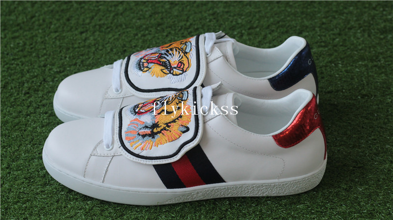 GC Ace Embroidered Sneaker White Tiger Pattern